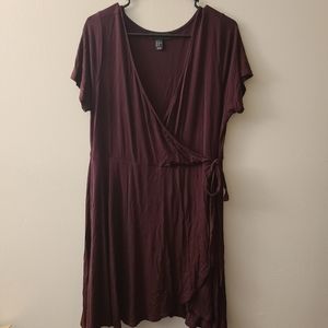 Forever 21 Burgundy faux wrap dress